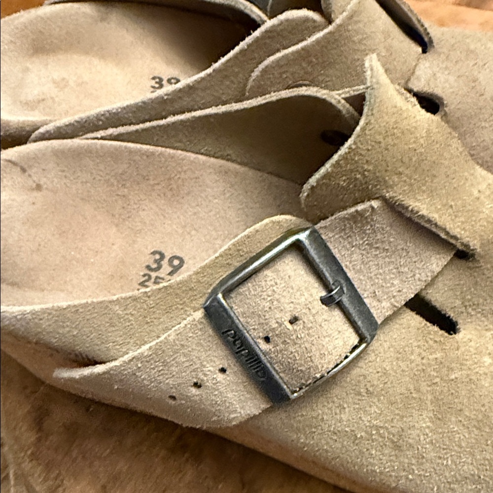 Tan wedge Suede Fanny Clogs with Buckle by papillo size 39 - Picture 7 of 9